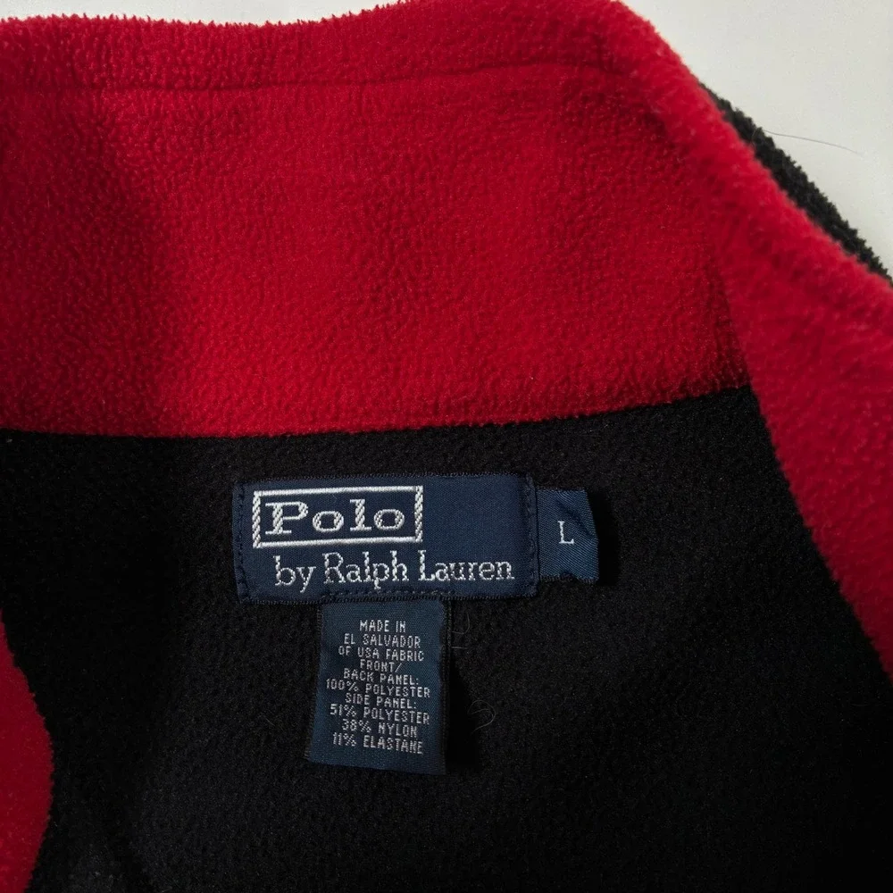 Rare Vintage Polo Ralph Lauren Fleece Pullover Large Black Polartec Ski Crest